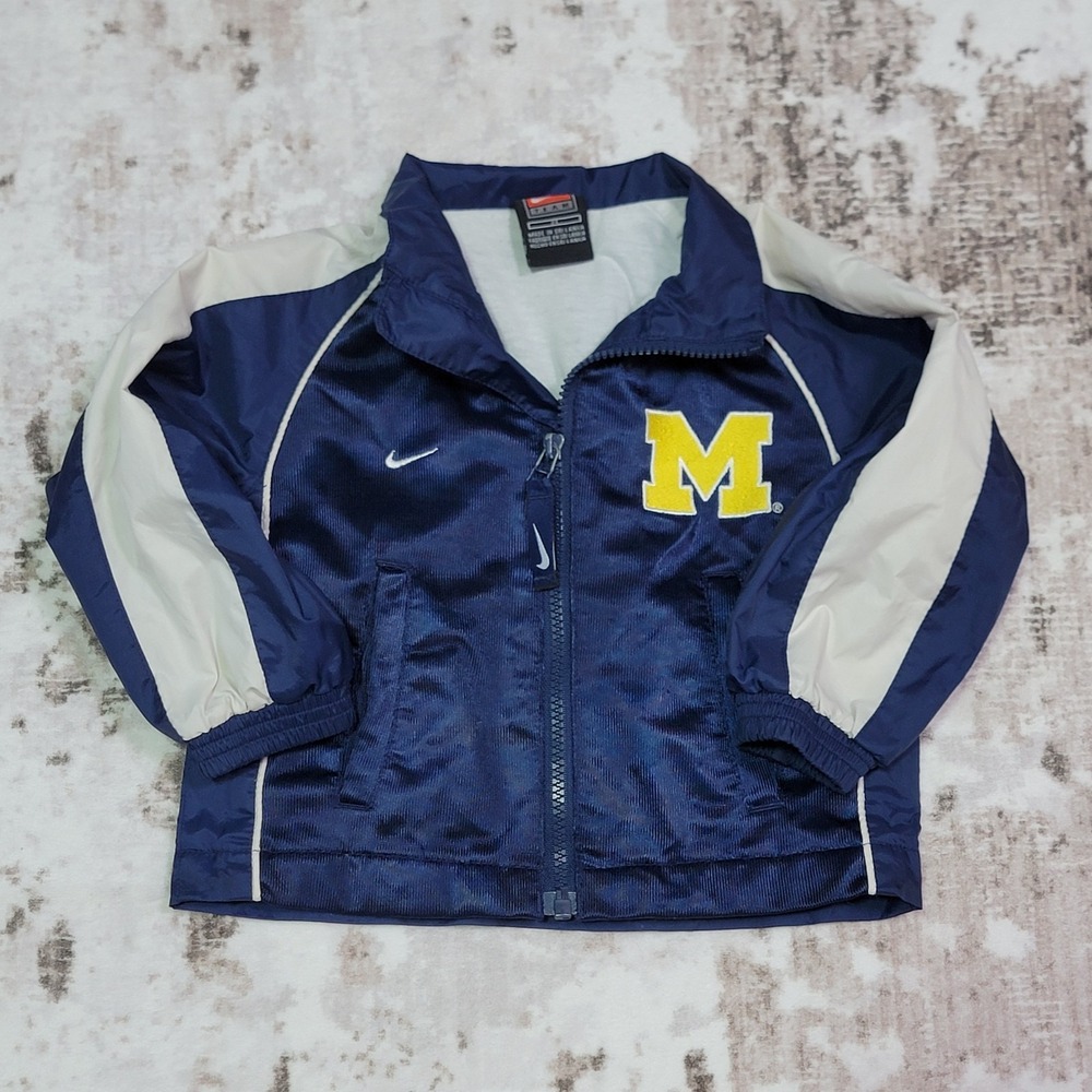 Vintage Nike Team Michigan Wolverines Jacket 2T Toddler Blue Full Zip NCAA